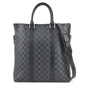 Louis Vuitton Damier Graphite Black Tadao Shoulder Bag Canvas Black